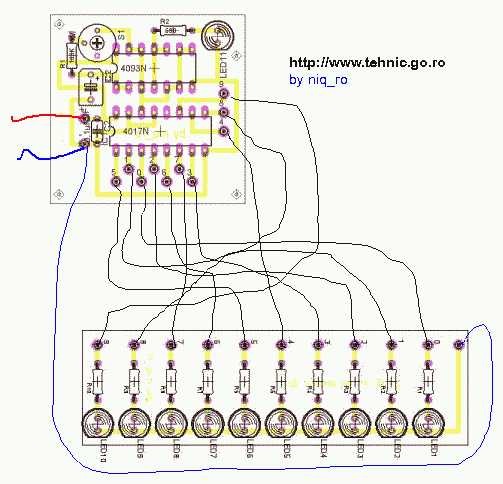 CD4017 = CMOS decade counter with 10 decoded outputs – 